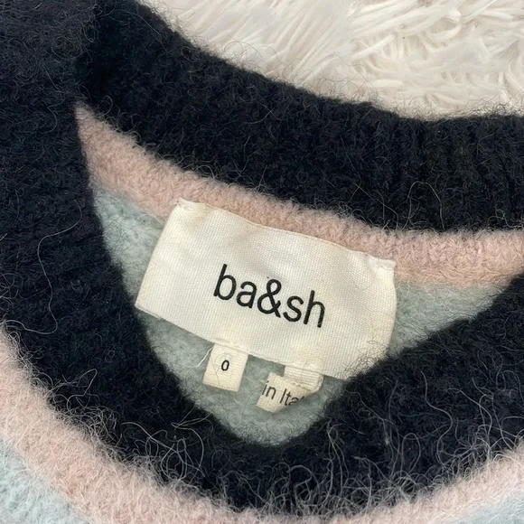 Ba&sh lady pullover Alpaca striped sweater made in Italy - size 0 - Picture 4 of 10